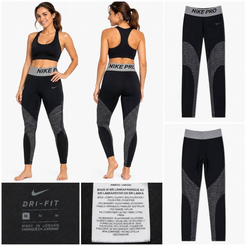 Nike Pro Dri-FIT Black Gray Leggings Women's Medium